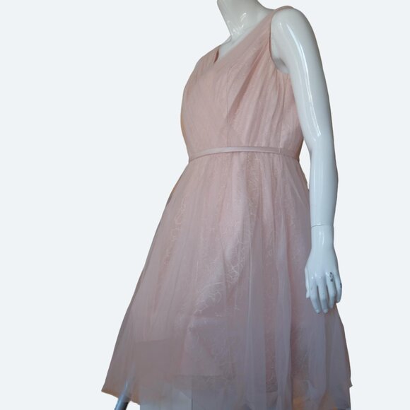 COPY - White by Vera Wang Blush Tulle over Lace Bridesmaid Dress size 12 - Picture 3 of 9